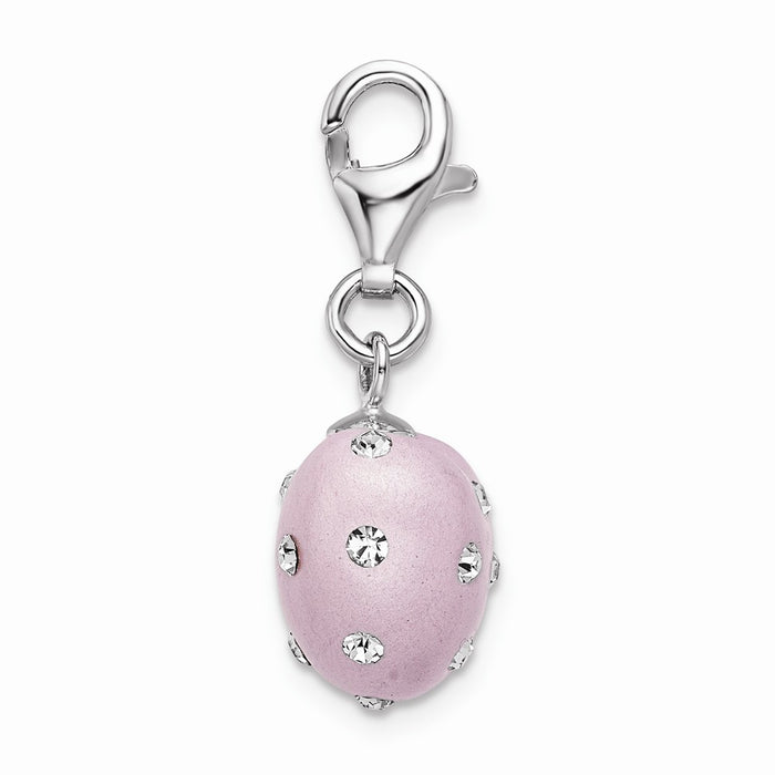 Million Charms 925 Sterling Silver Rhodium-Plated Click-On Purple Ferido & Stellux Crystal Heart Charm