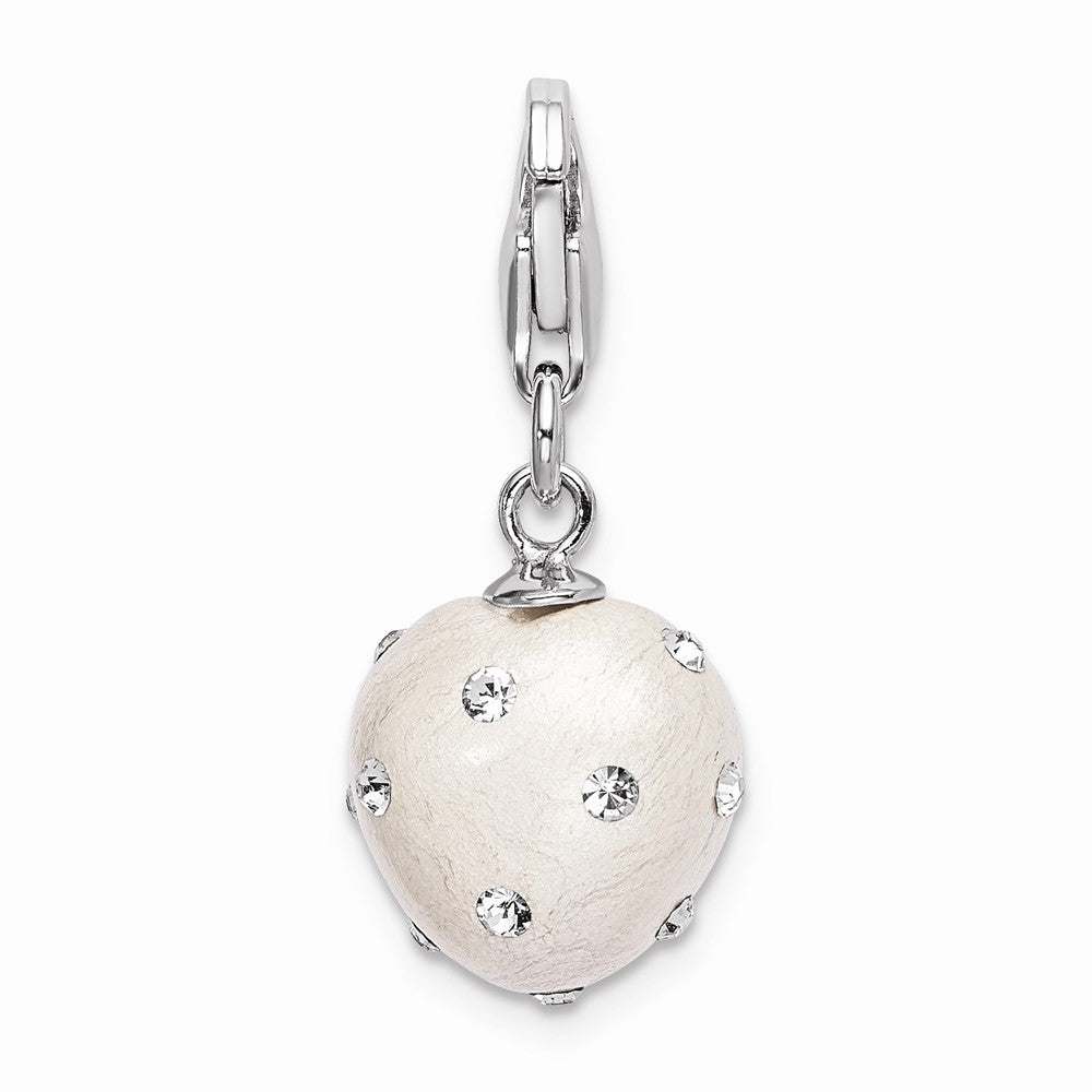 Million Charms 925 Sterling Silver Rhodium-Plated Click-On White Ferido & Stellux Crystal Heart Charm