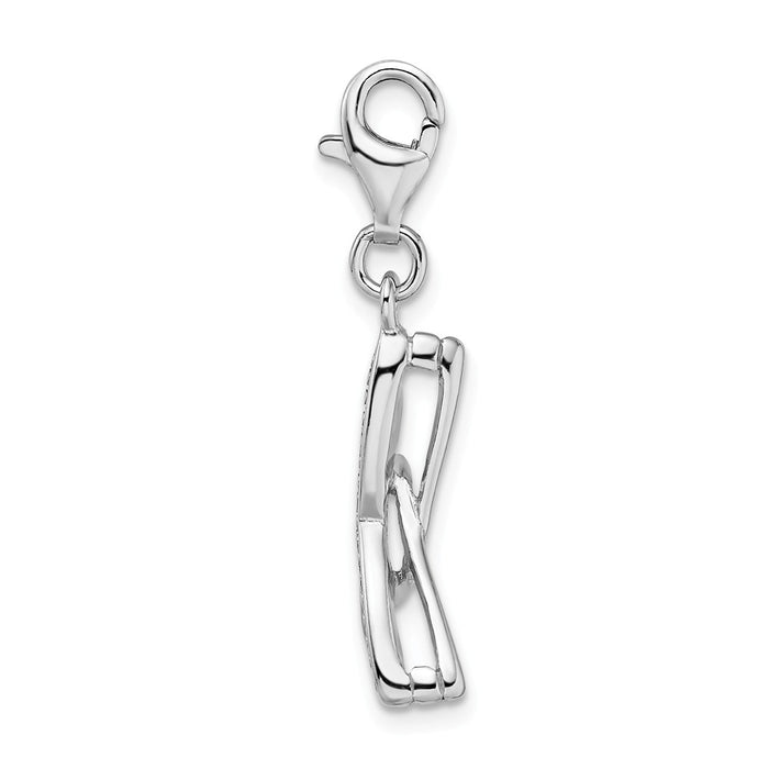 Million Charms 925 Sterling Silver With Rhodium-Plated Click-On Enamel Sunglass Charm