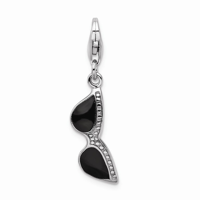 Million Charms 925 Sterling Silver With Rhodium-Plated Click-On Enamel Sunglass Charm