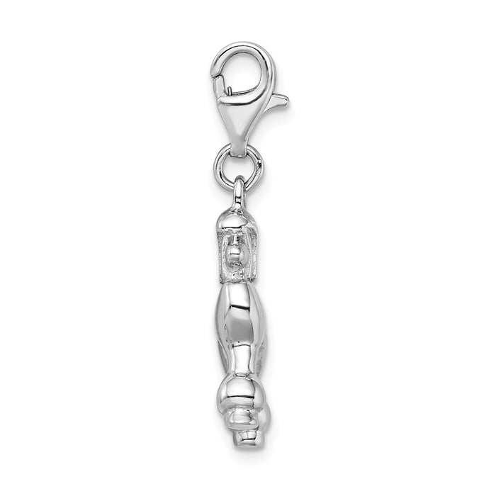 Million Charms 925 Sterling Silver With Rhodium-Plated Poodle With Lobster Clasp Charm