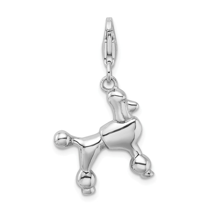 Million Charms 925 Sterling Silver With Rhodium-Plated Poodle With Lobster Clasp Charm