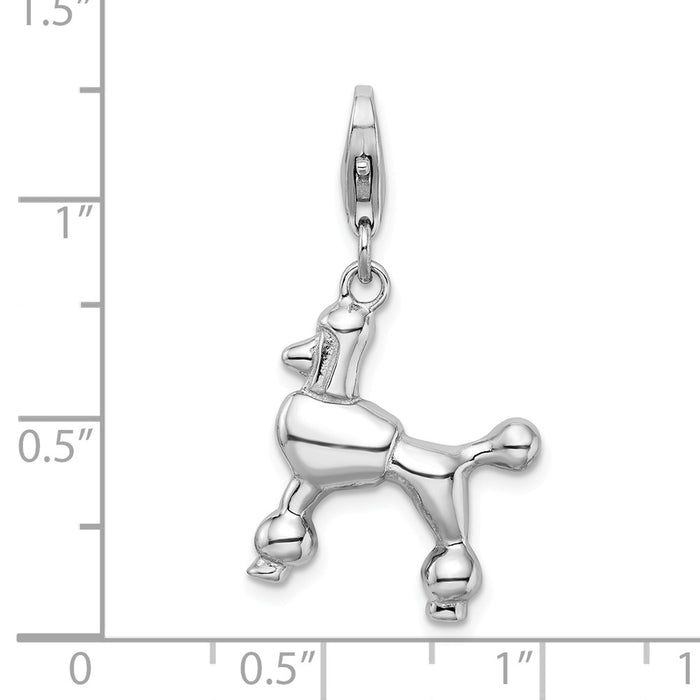 Million Charms 925 Sterling Silver With Rhodium-Plated Poodle With Lobster Clasp Charm