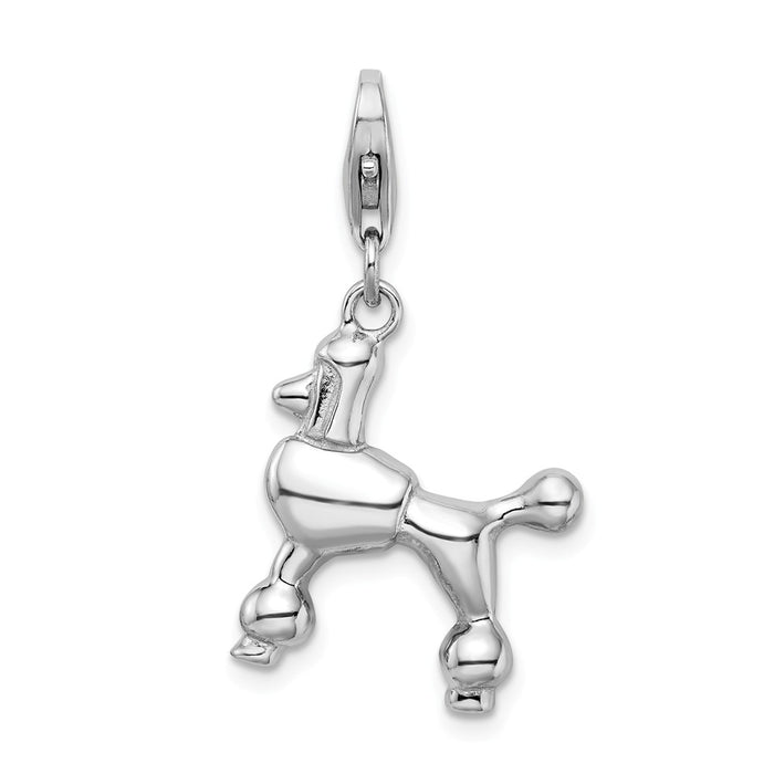 Million Charms 925 Sterling Silver With Rhodium-Plated Poodle With Lobster Clasp Charm