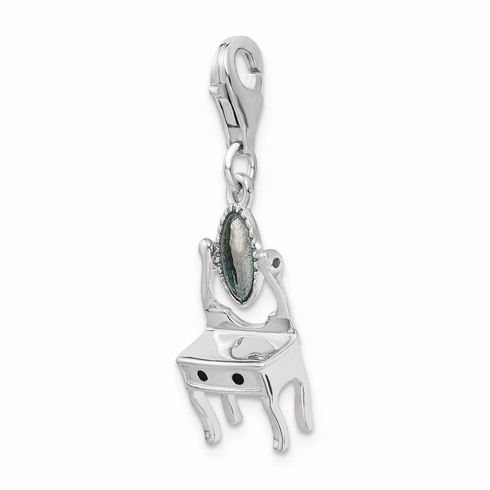 Million Charms 925 Sterling Silver Rhodium-Plated Enamel Vanity With Lobster Clasp Charm