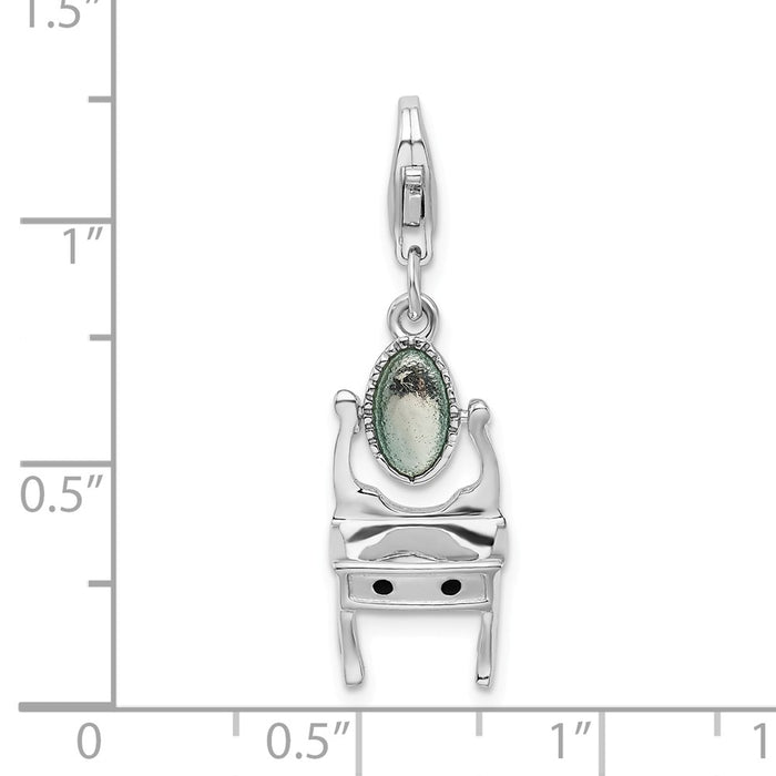 Million Charms 925 Sterling Silver Rhodium-Plated Enamel Vanity With Lobster Clasp Charm