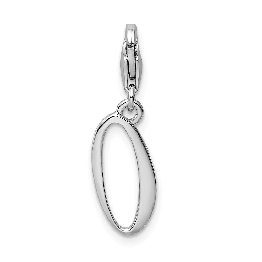 Million Charms 925 Sterling Silver Rhodium-Plated Number 0 With Lobster Clasp Charm