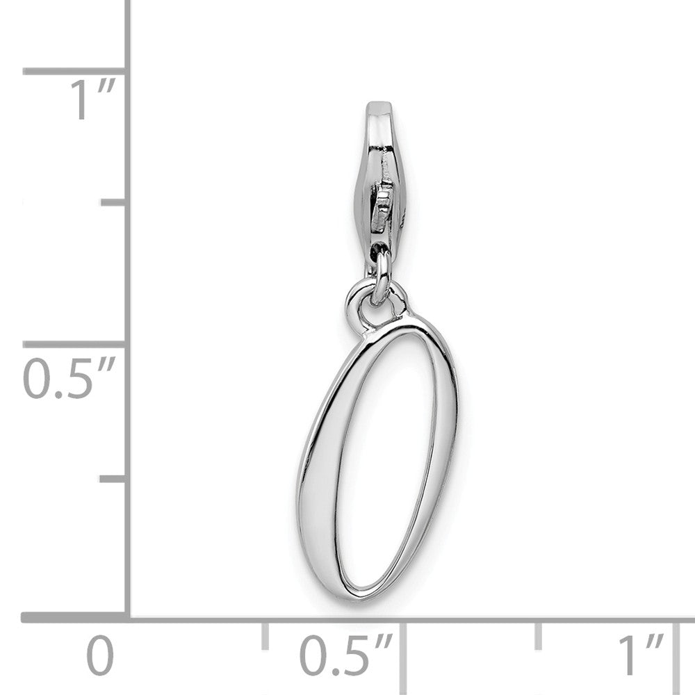Million Charms 925 Sterling Silver Rhodium-Plated Number 0 With Lobster Clasp Charm