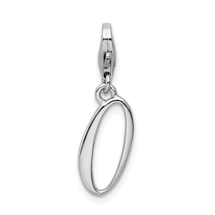 Million Charms 925 Sterling Silver Rhodium-Plated Number 0 With Lobster Clasp Charm