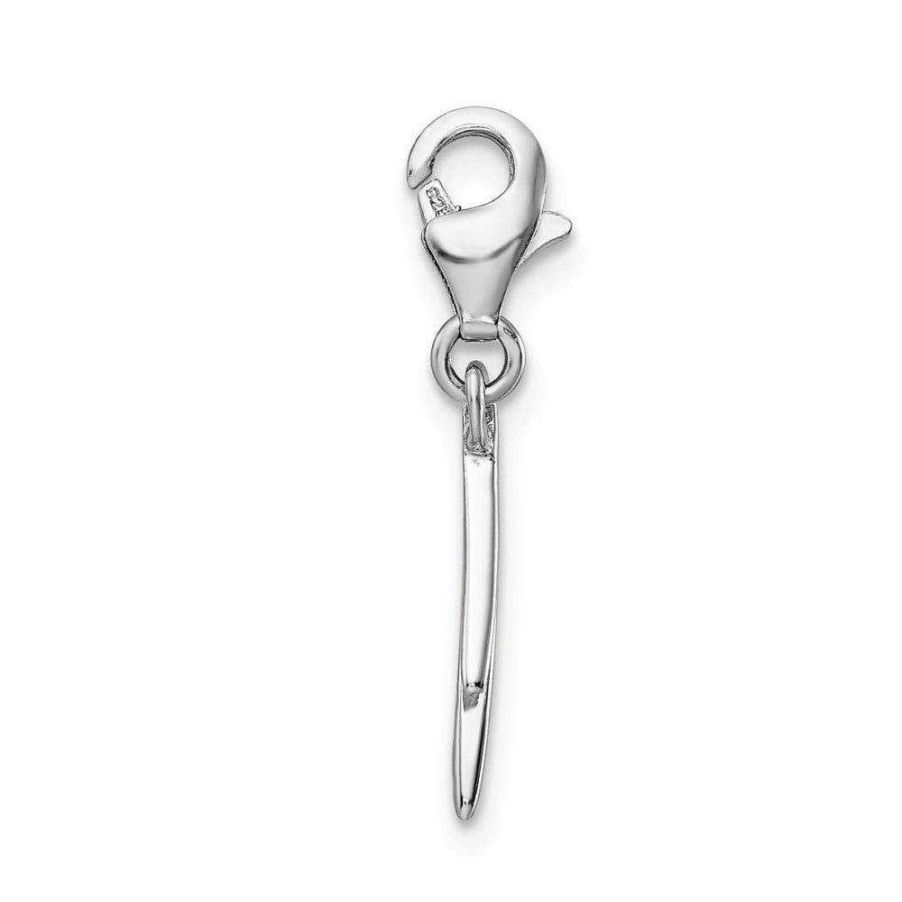 Million Charms 925 Sterling Silver Rhodium-Plated Number 1 With Lobster Clasp Charm