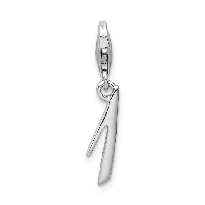 Million Charms 925 Sterling Silver Rhodium-Plated Number 1 With Lobster Clasp Charm