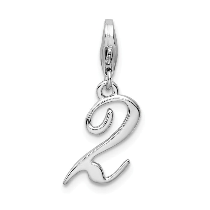 Million Charms 925 Sterling Silver Rhodium-Plated Number 2 With Lobster Clasp Charm