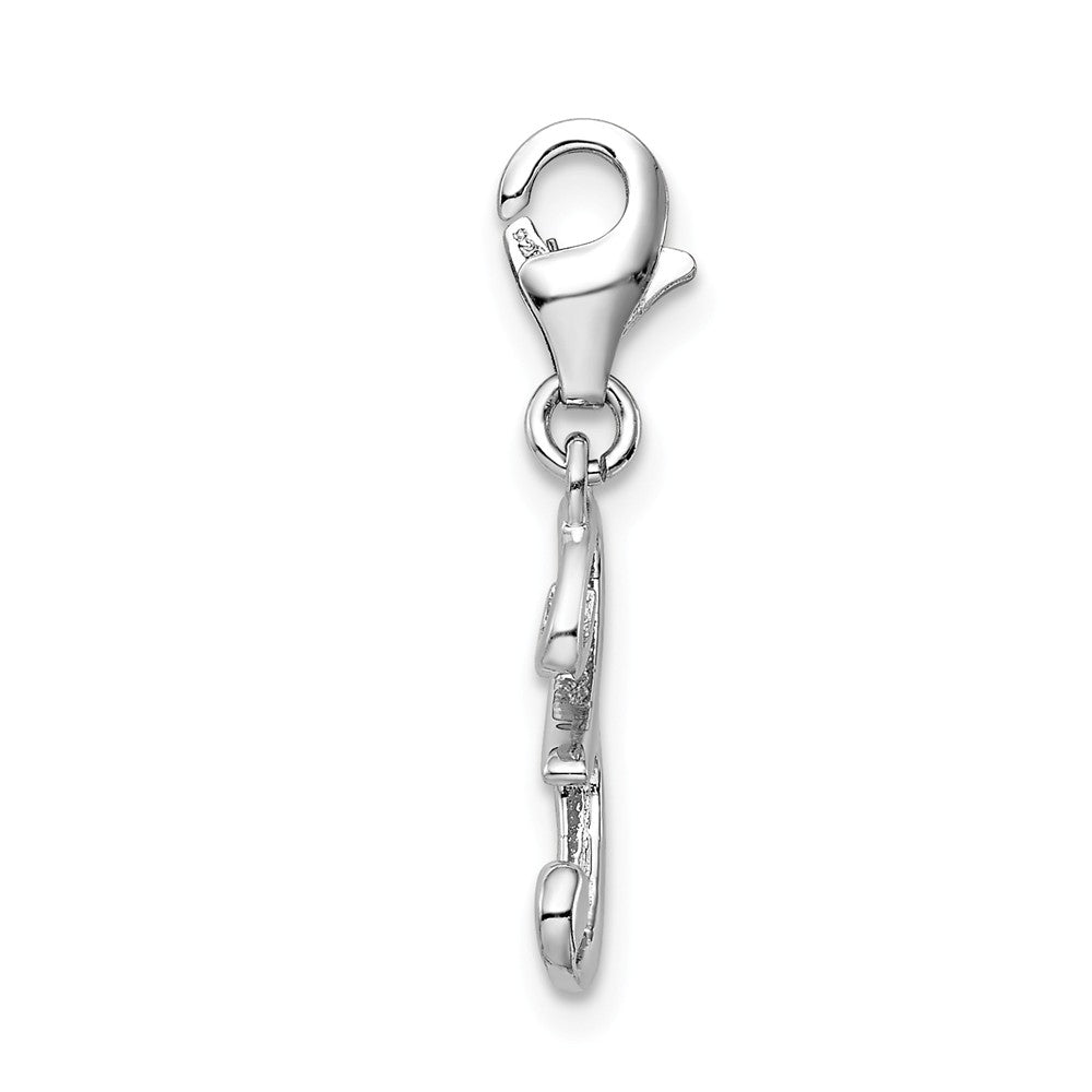 Million Charms 925 Sterling Silver Rhodium-Plated Number 3 With Lobster Clasp Charm