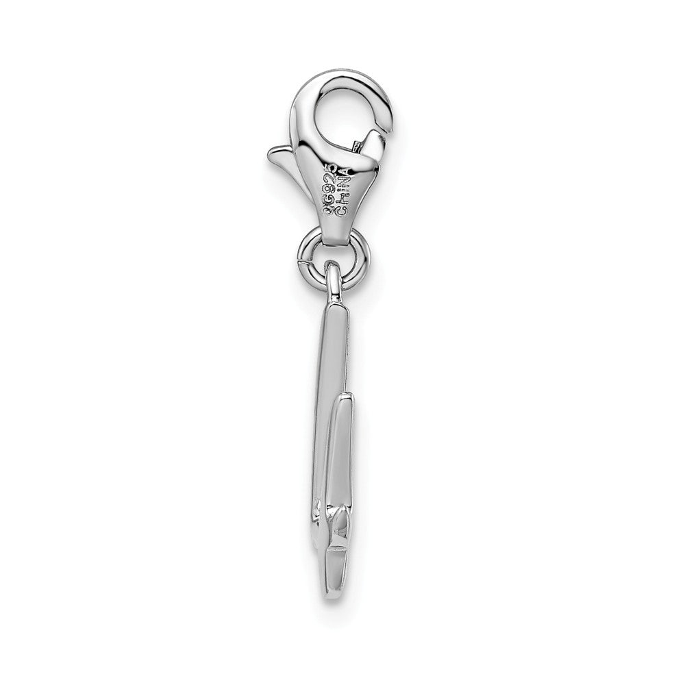 Million Charms 925 Sterling Silver Rhodium-Plated Number 4 With Lobster Clasp Charm