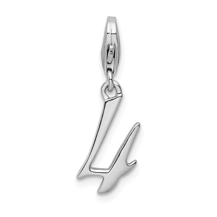 Million Charms 925 Sterling Silver Rhodium-Plated Number 4 With Lobster Clasp Charm