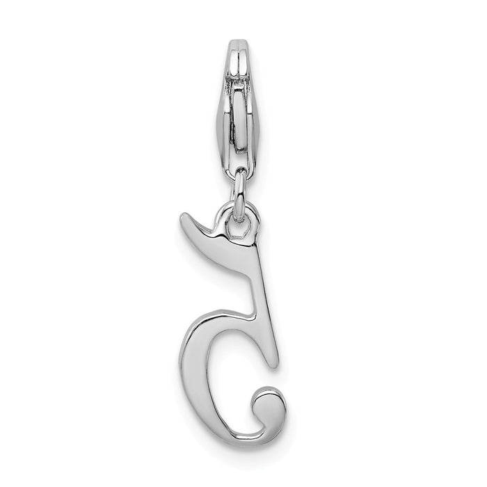 Million Charms 925 Sterling Silver Rhodium-Plated Number 5 With Lobster Clasp Charm