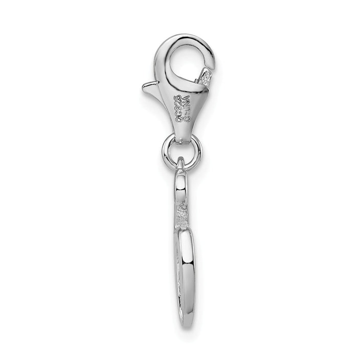 Million Charms 925 Sterling Silver Rhodium-Plated Number 6 With Lobster Clasp Charm