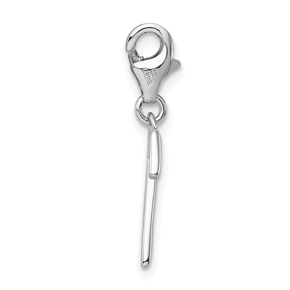 Million Charms 925 Sterling Silver Rhodium-Plated Number 7 With Lobster Clasp Charm