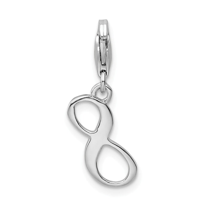 Million Charms 925 Sterling Silver Rhodium-Plated Number 8 With Lobster Clasp Charm
