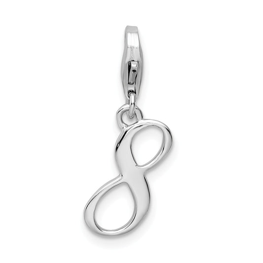 Million Charms 925 Sterling Silver Rhodium-Plated Number 8 With Lobster Clasp Charm