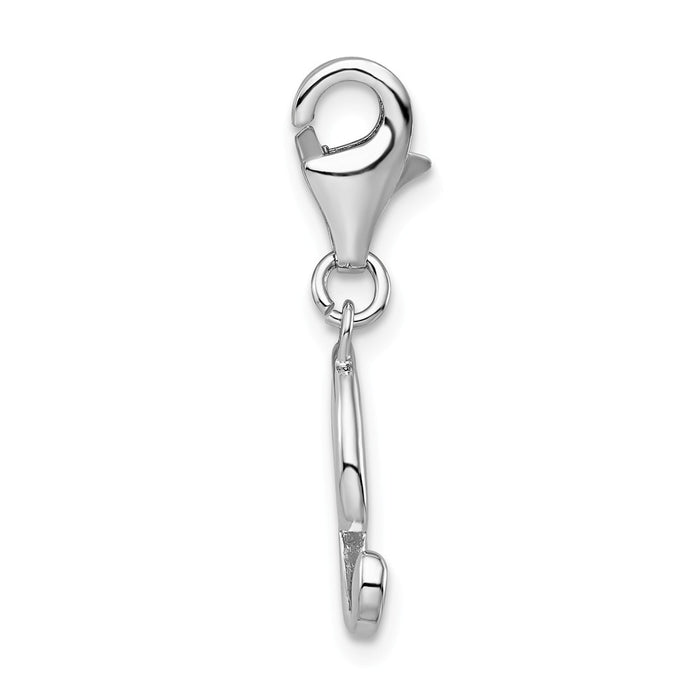 Million Charms 925 Sterling Silver Rhodium-Plated Number 9 With Lobster Clasp Charm