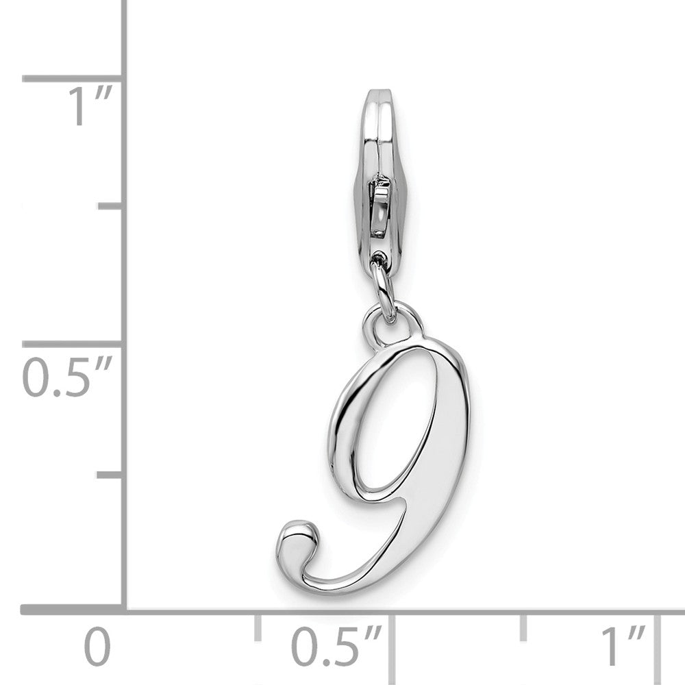 Million Charms 925 Sterling Silver Rhodium-Plated Number 9 With Lobster Clasp Charm