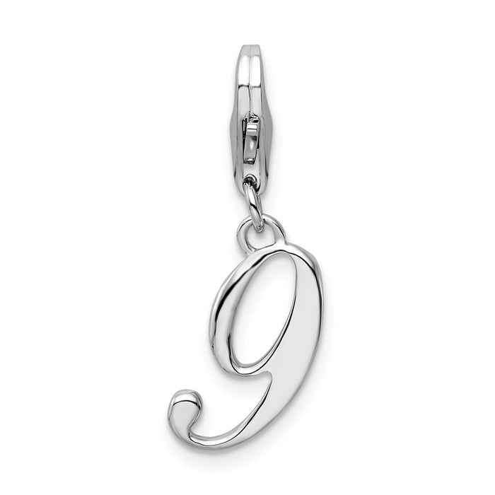 Million Charms 925 Sterling Silver Rhodium-Plated Number 9 With Lobster Clasp Charm