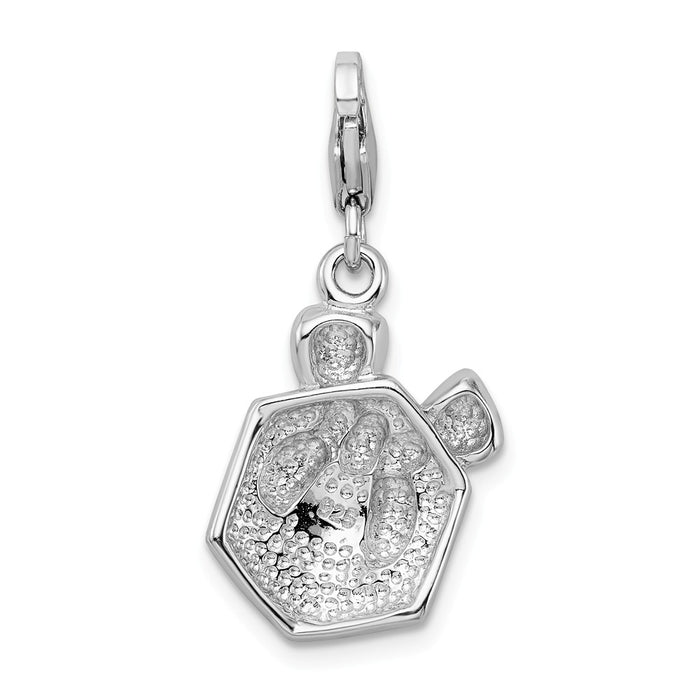 Million Charms 925 Sterling Silver Rhodium-Plated Red Enameled Present With Lobster Clasp Charm