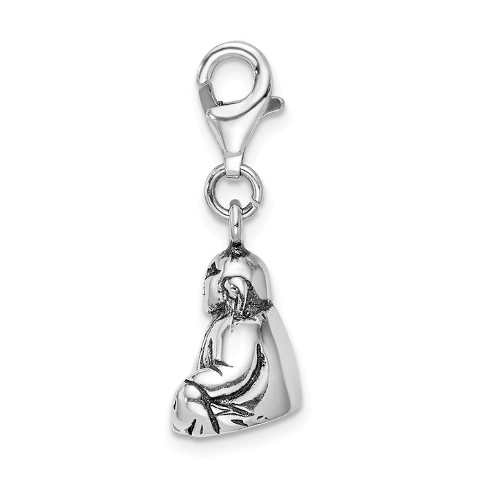 Million Charms 925 Sterling Silver 3-D Antiqued Buddha With Lobster Clasp Charm