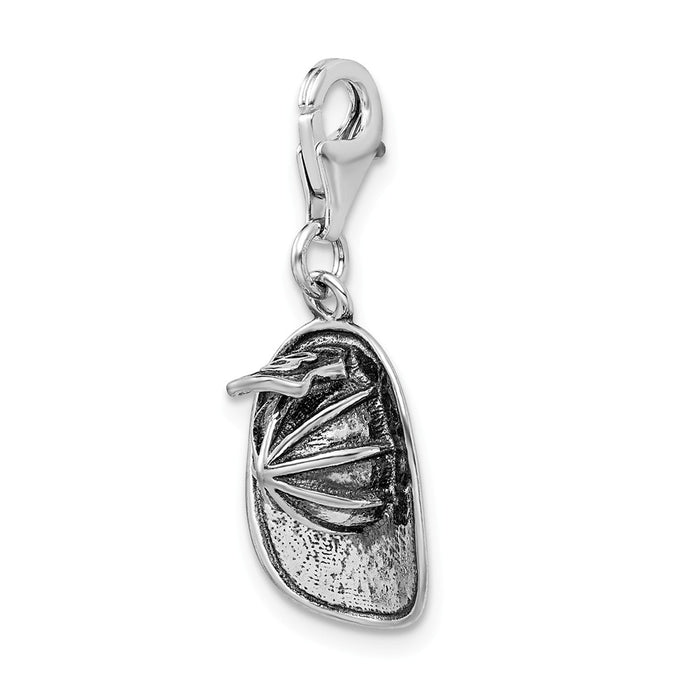 Million Charms 925 Sterling Silver 3-D Antiqued Firemans Hat With Lobster Clasp Charm