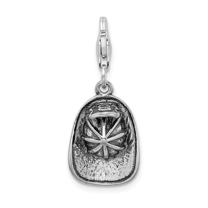 Million Charms 925 Sterling Silver 3-D Antiqued Firemans Hat With Lobster Clasp Charm