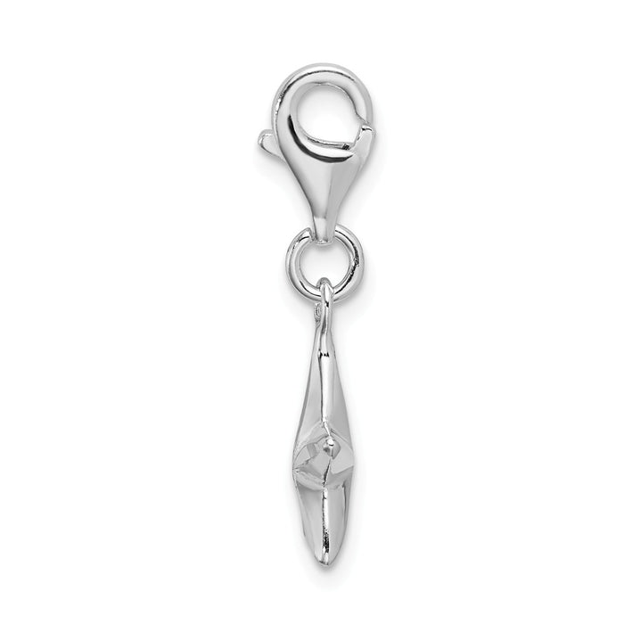 Million Charms 925 Sterling Silver With Rhodium-Plated 2-D Diamond-Cut Star With Lobster Clasp Charm