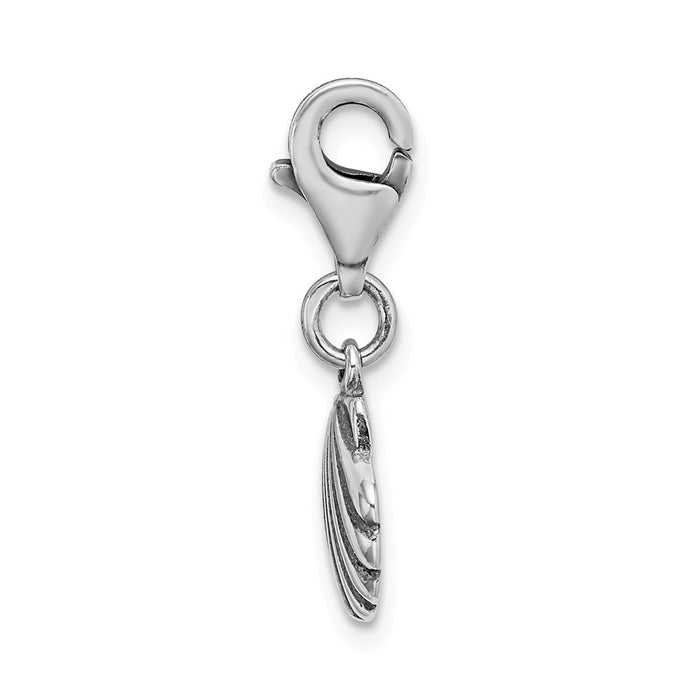 Million Charms 925 Sterling Silver Antiqued Clam Shell With Lobster Clasp Charm