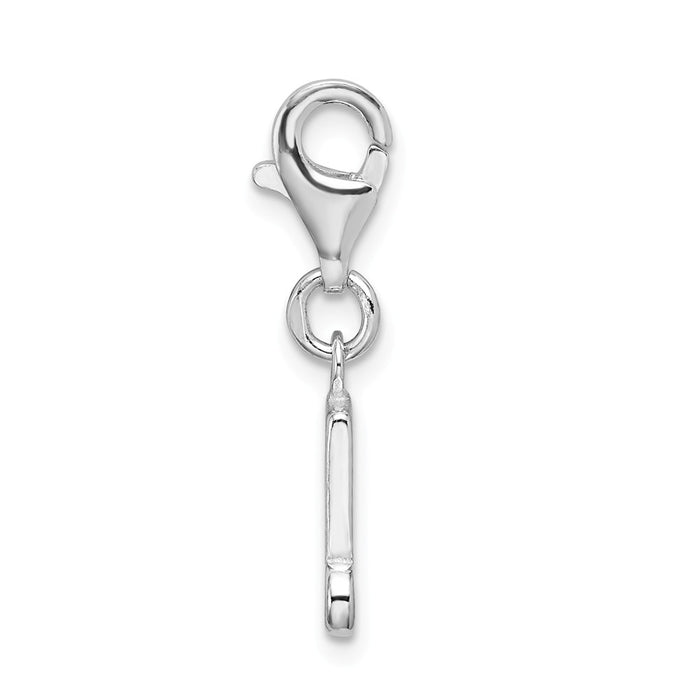 Million Charms 925 Sterling Silver With Rhodium-Plated Polished Beamed Sixteenth Note With Lobster Clasp Charm