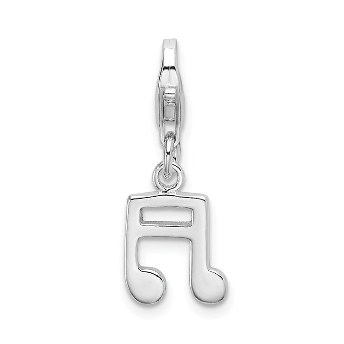 Million Charms 925 Sterling Silver With Rhodium-Plated Polished Beamed Sixteenth Note With Lobster Clasp Charm