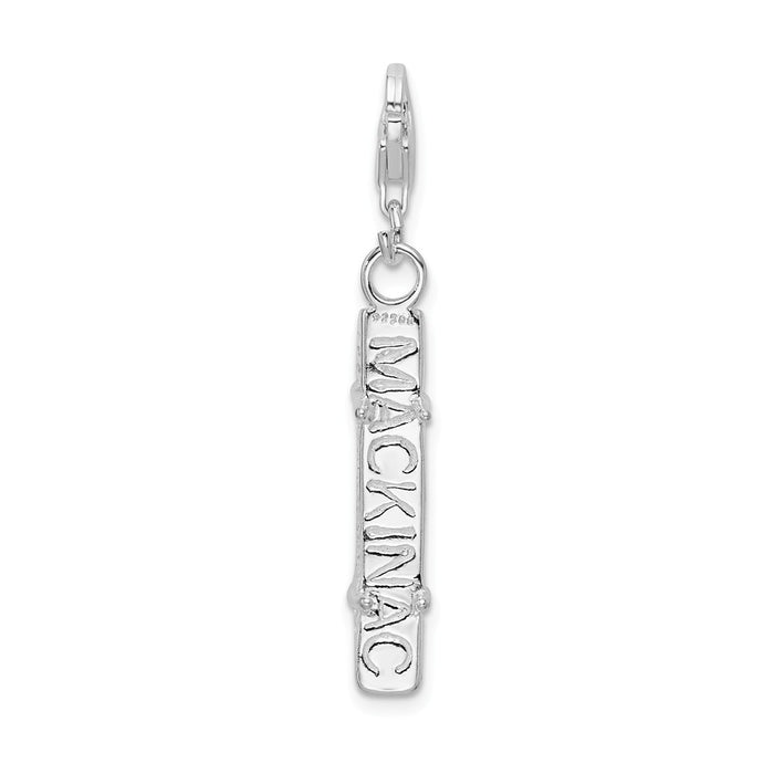 Million Charms 925 Sterling Silver With Rhodium-Plated Polished Mackinac Bridge With Lobster Clasp Charm