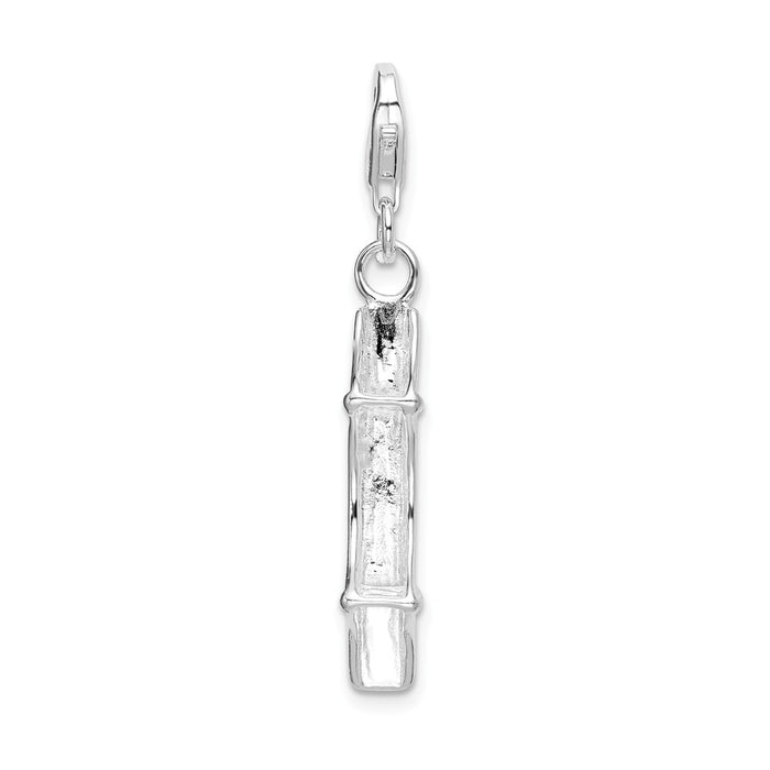 Million Charms 925 Sterling Silver With Rhodium-Plated Polished Mackinac Bridge With Lobster Clasp Charm