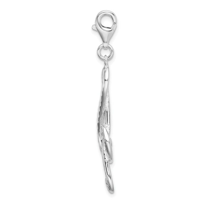 Million Charms 925 Sterling Silver With Rhodium-Plated Diamond-Cut Treble Clef With Lobster Clasp Charm