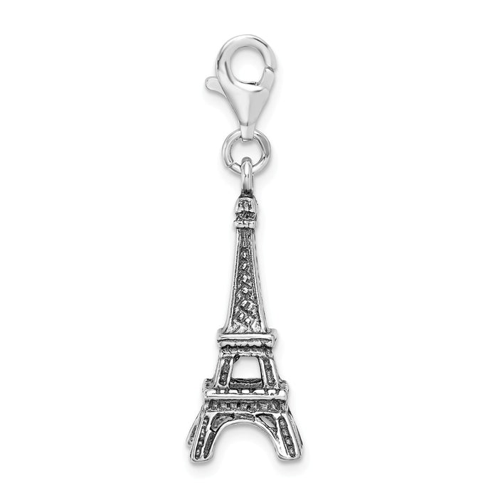 Million Charms 925 Sterling Silver 3-D Antiqued Effiel Tower With Lobster Clasp Charm