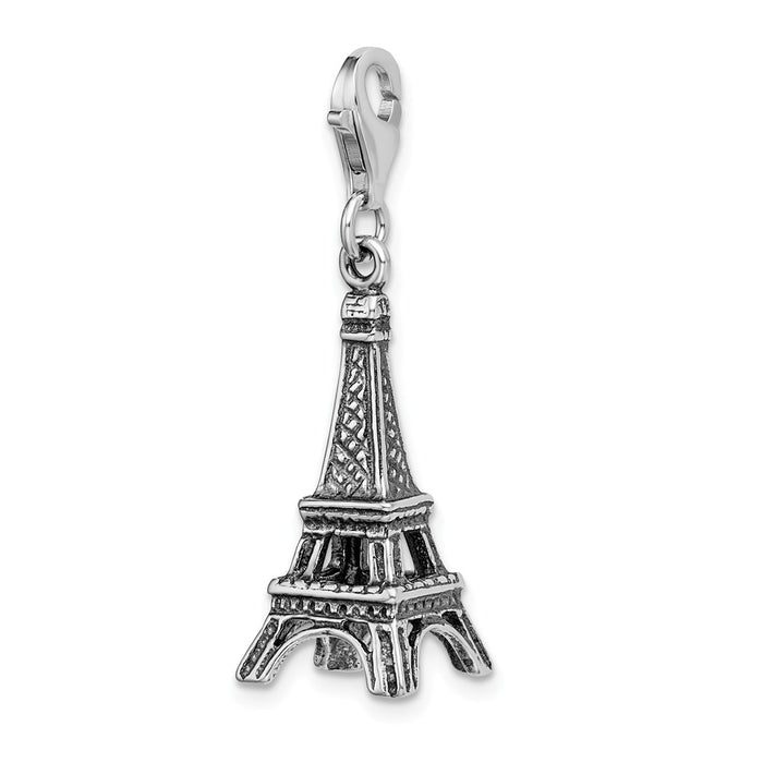 Million Charms 925 Sterling Silver 3-D Antiqued Effiel Tower With Lobster Clasp Charm