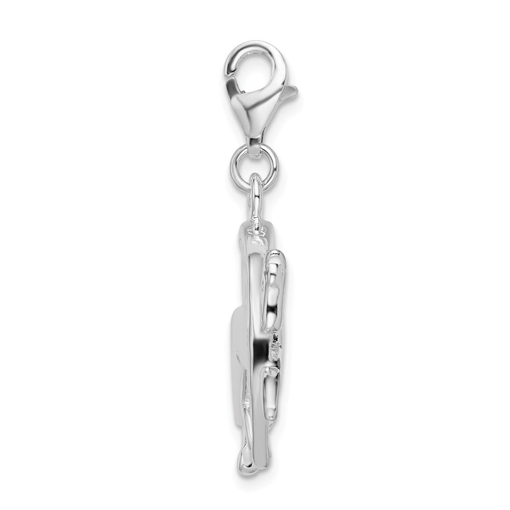 Million Charms 925 Sterling Silver Rhodium-Plated Horse, Shoe With Lobster Clasp Charm