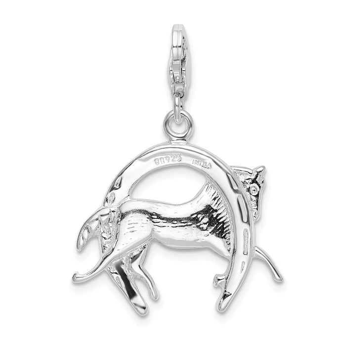Million Charms 925 Sterling Silver Rhodium-Plated Horse, Shoe With Lobster Clasp Charm