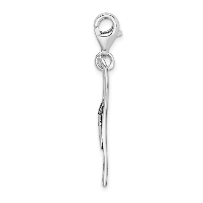 Million Charms 925 Sterling Silver Antiqued Skis With Lobster Clasp Charm