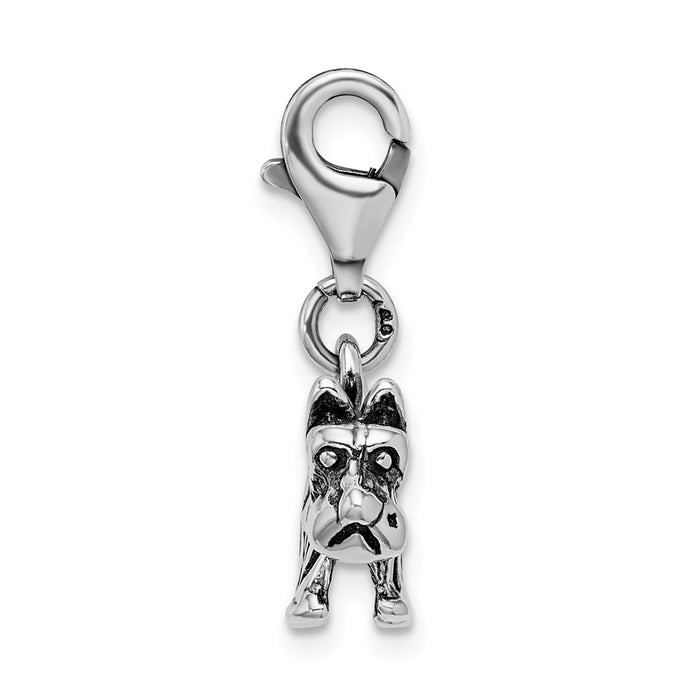 Million Charms 925 Sterling Silver 3-D Antiqued Scottie Dog With Lobster Clasp Charm