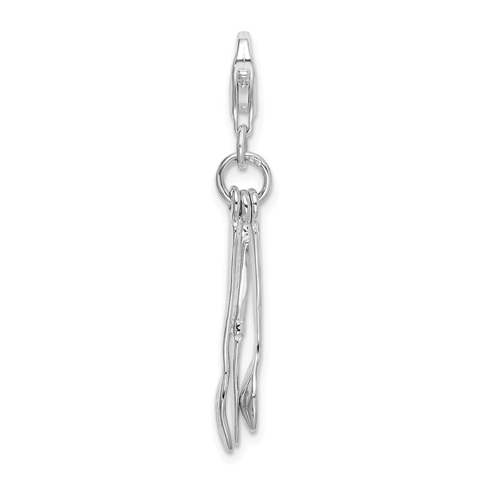 Million Charms 925 Sterling Silver Rhodium-Plated Cutlery With Lobster Clasp Charm