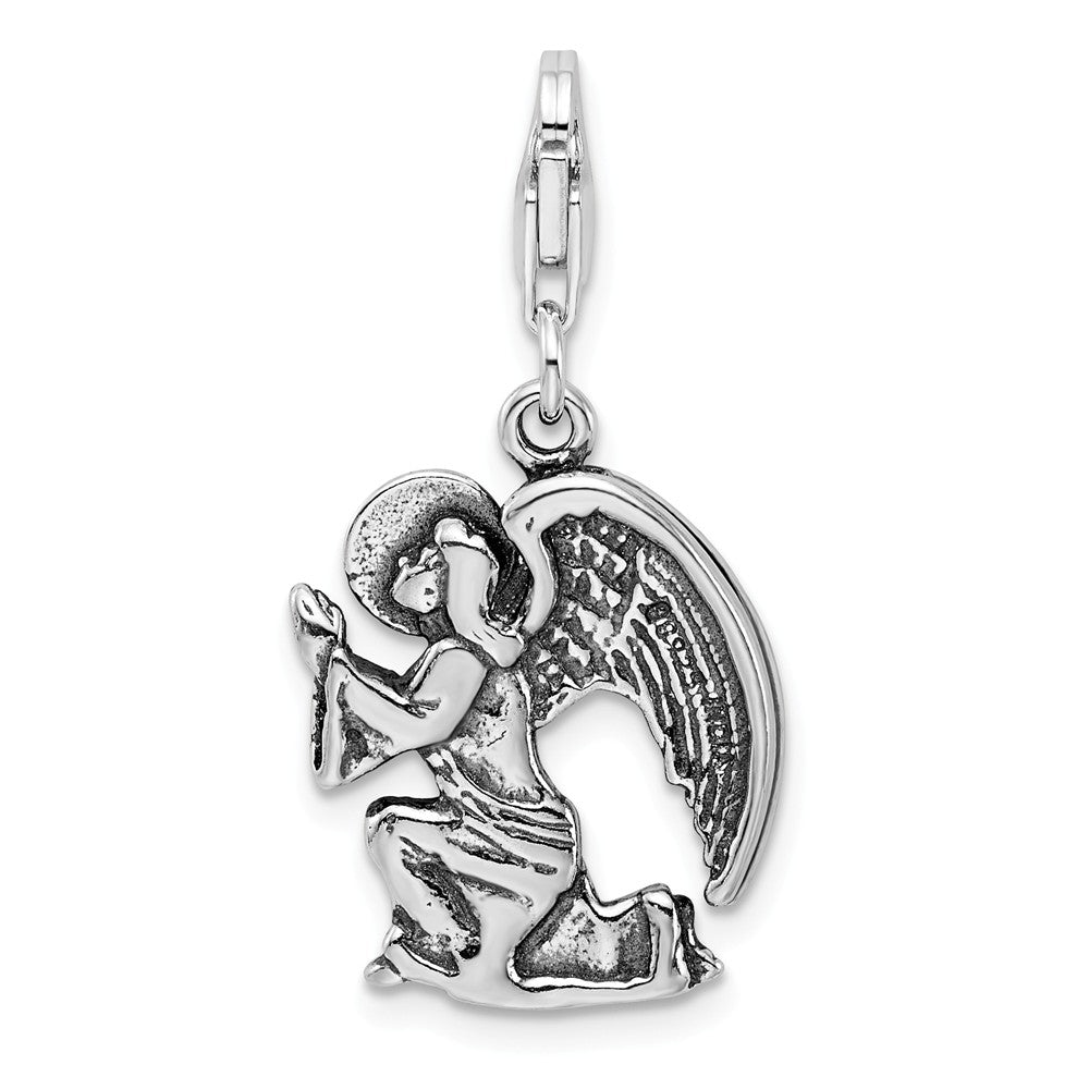Million Charms 925 Sterling Silver Antique Kneeling Angel With Lobster Clasp Charm