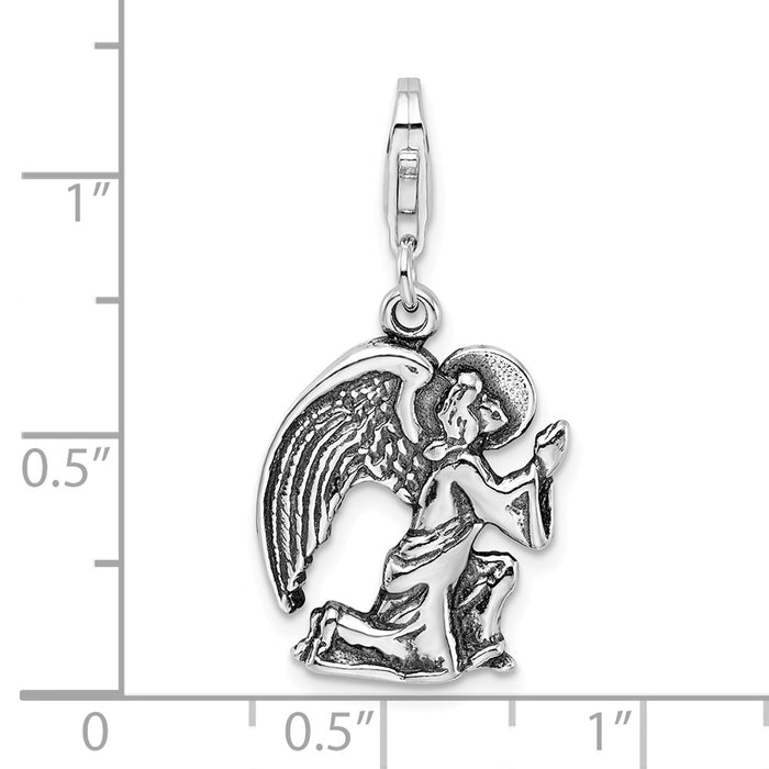 Million Charms 925 Sterling Silver Antique Kneeling Angel With Lobster Clasp Charm