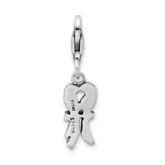 Million Charms 925 Sterling Silver Antiqued Love Birds On Tree Limb With Lobster Clasp Charm