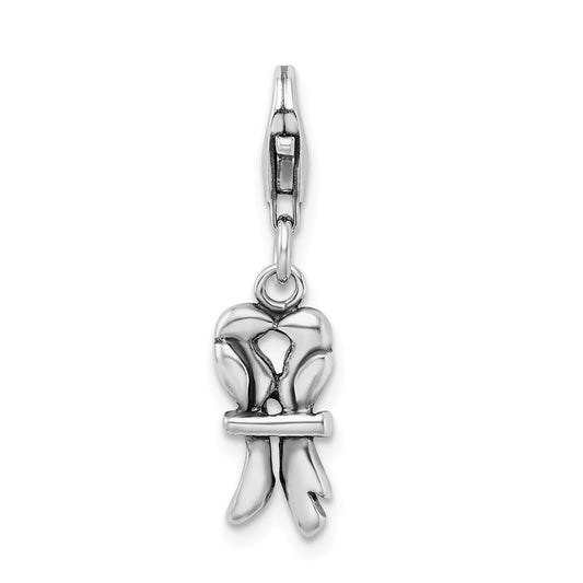 Million Charms 925 Sterling Silver Antiqued Love Birds On Tree Limb With Lobster Clasp Charm
