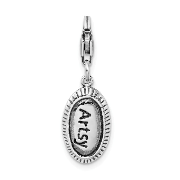 Million Charms 925 Sterling Silver Antiqued Artsy With Lobster Clasp Charm